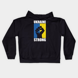 Ukraine Strong Retro Vintage Flag Kids Hoodie